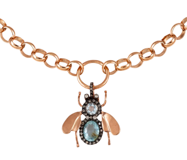 IA Jewels gold plated bee with tourmaline, topaz and diamonds