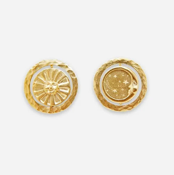 Glide and Slide Sun & Moon Earrings, Gold Plated